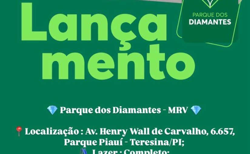 PARQUE DOS DIAMANTES CONDOMÍNIO DE APARTAMENTOS NO PARQUE PIAUÍ ZONA SUL DE TERESINA